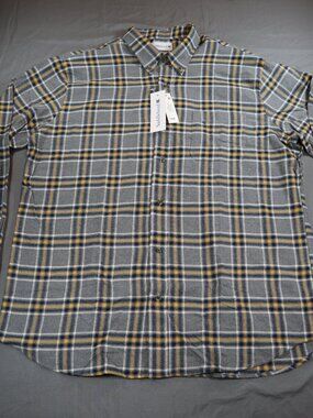Saddlebred XL Button Front Long Sleeve Flannel Shirt Gray Plaid Men's NWT